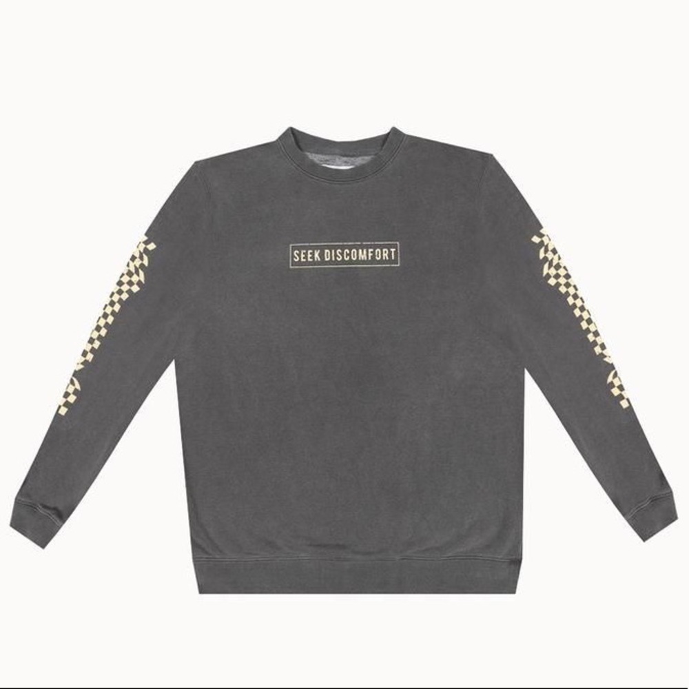 Seek Discomfort USED Faded Checkered Creweck